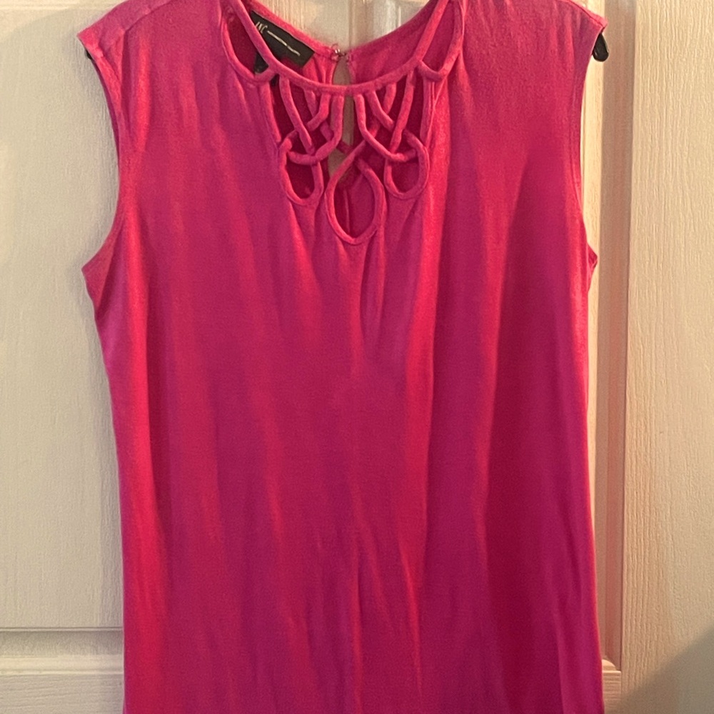 INC Brand short sleeve top, pink, size medium.